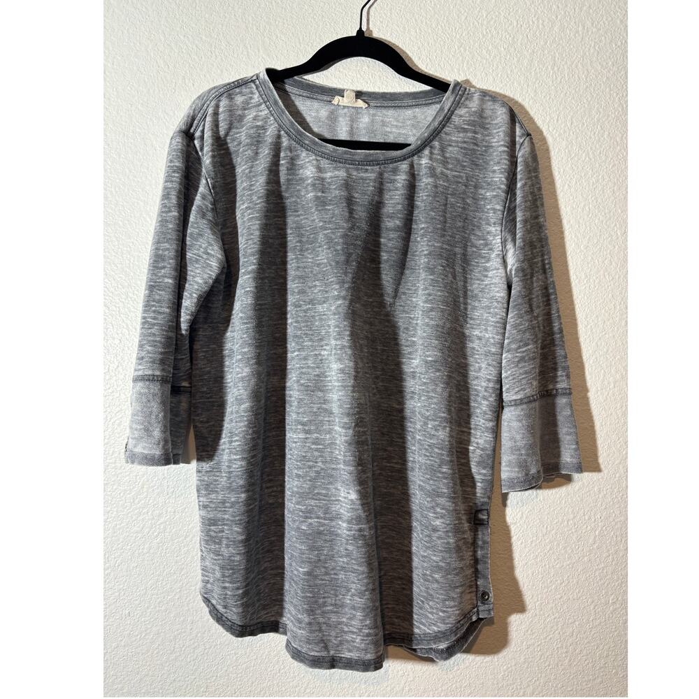 Jane and Delancey Women's Size L Heather Gray Burnout 3/4 Sleeve Scoop Neck Top